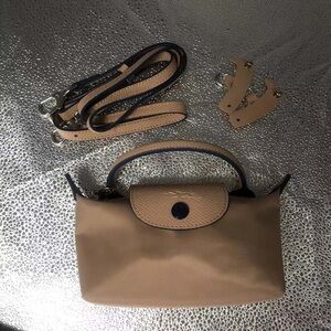 Longchamp Le Pliage Nude Pink Canvas Mini Tote Bag